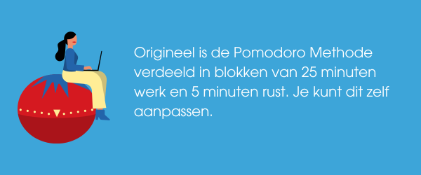 Originele indeling Pomodoro Methode.